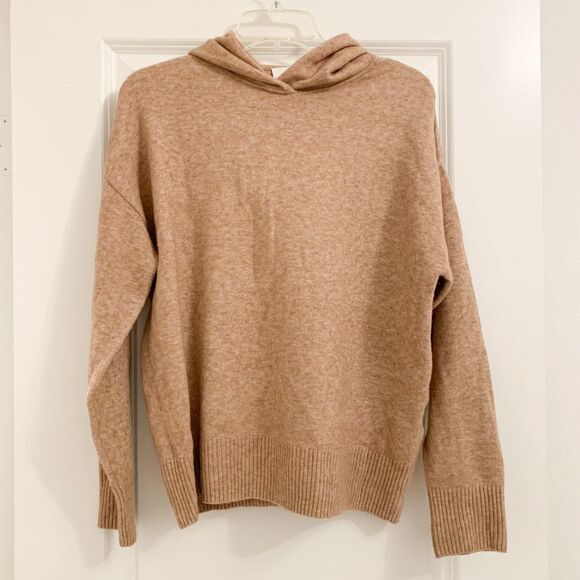 Selected Femme hooded lightweight wool blend soft sweater light brown Sz S - Picture 1 of 9